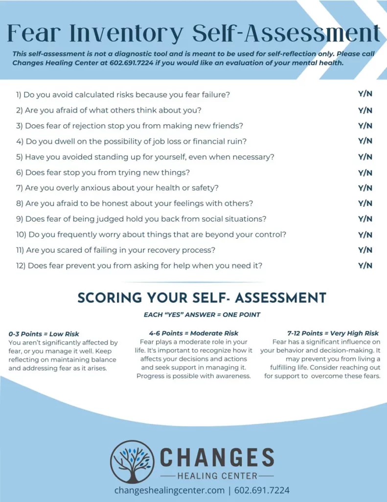 AA Fear Inventory Free PDF Worksheet - Changes Healing Center