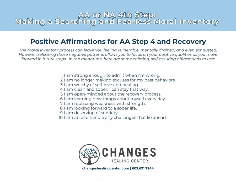 AA or NA 4th Step -Positive Affirmations for AA Step 4 and Recovery