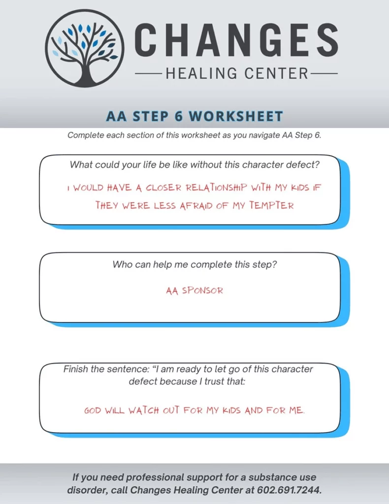 Completed AA Step 6 Worksheet Examples 2