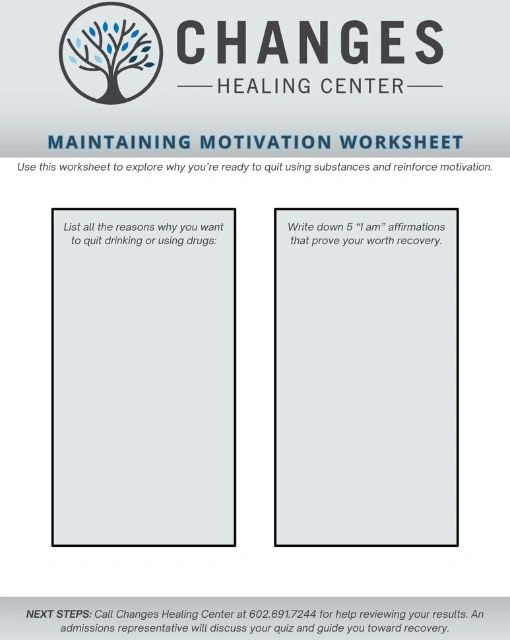 Maintaining Motivation Worksheet - Changes Healing Center Maintaining Motivation Worksheet - Changes Healing Center